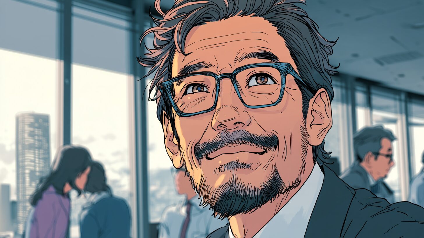 40代男性が笑っている