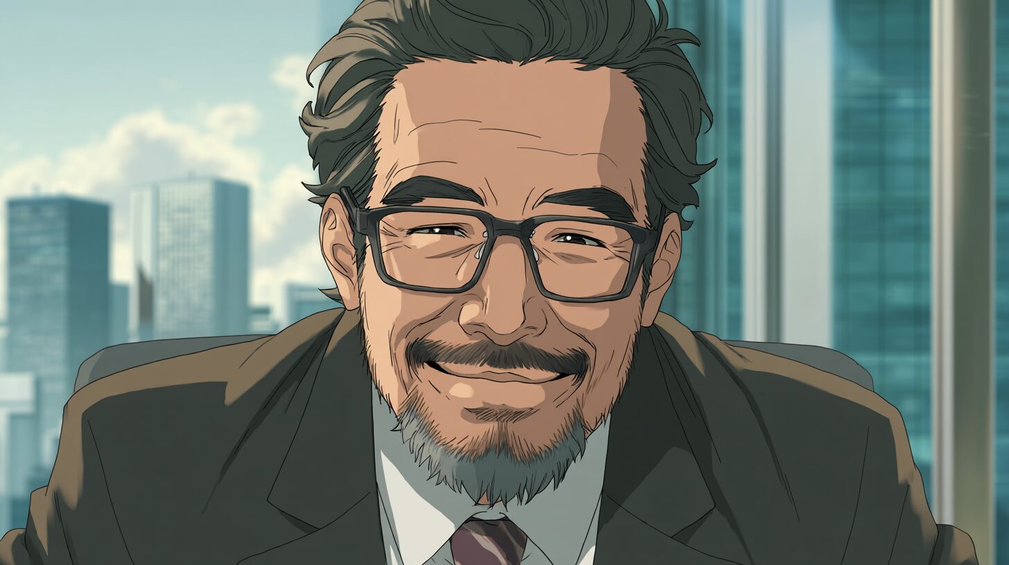 40代男性が微笑んでいる