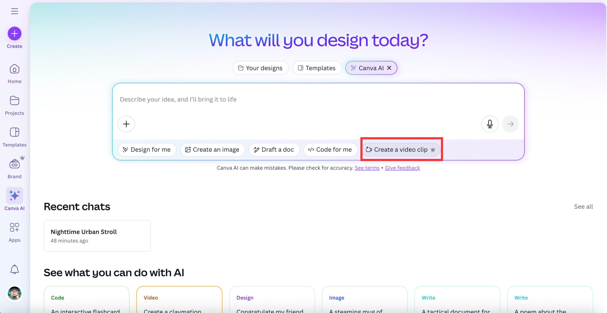 Create a video clip