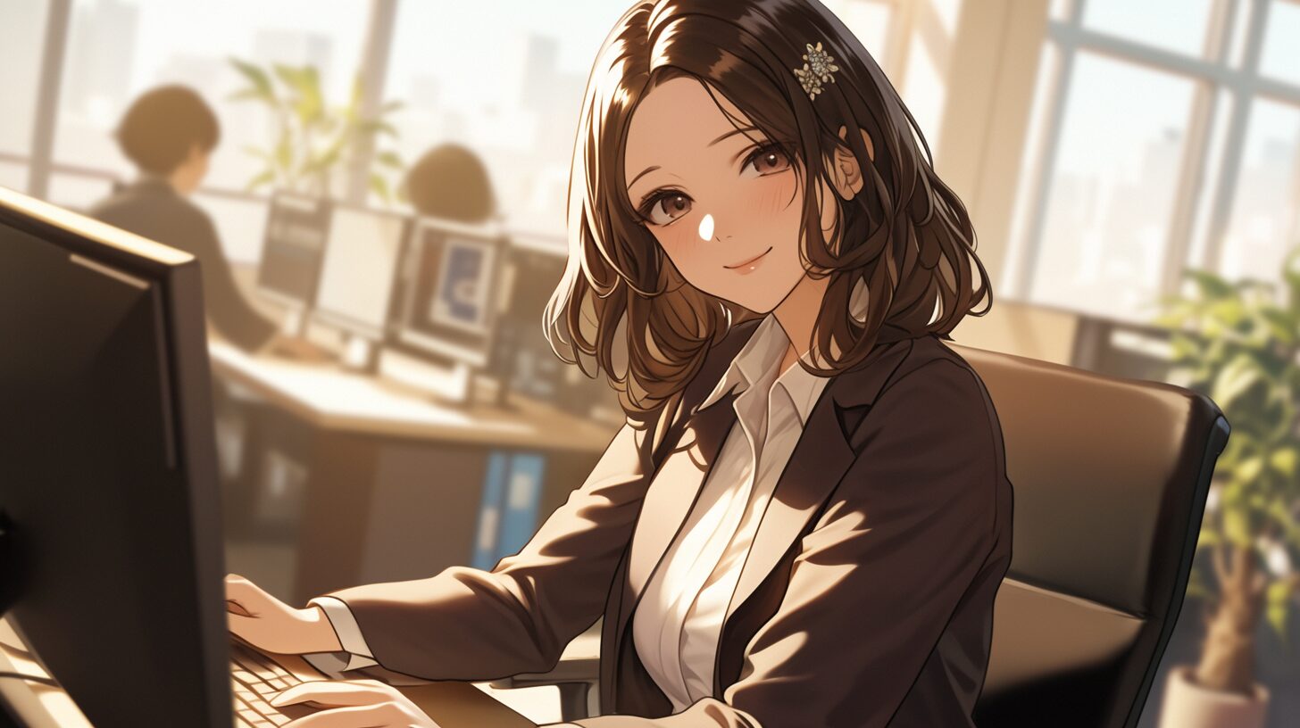 優しく微笑む女子