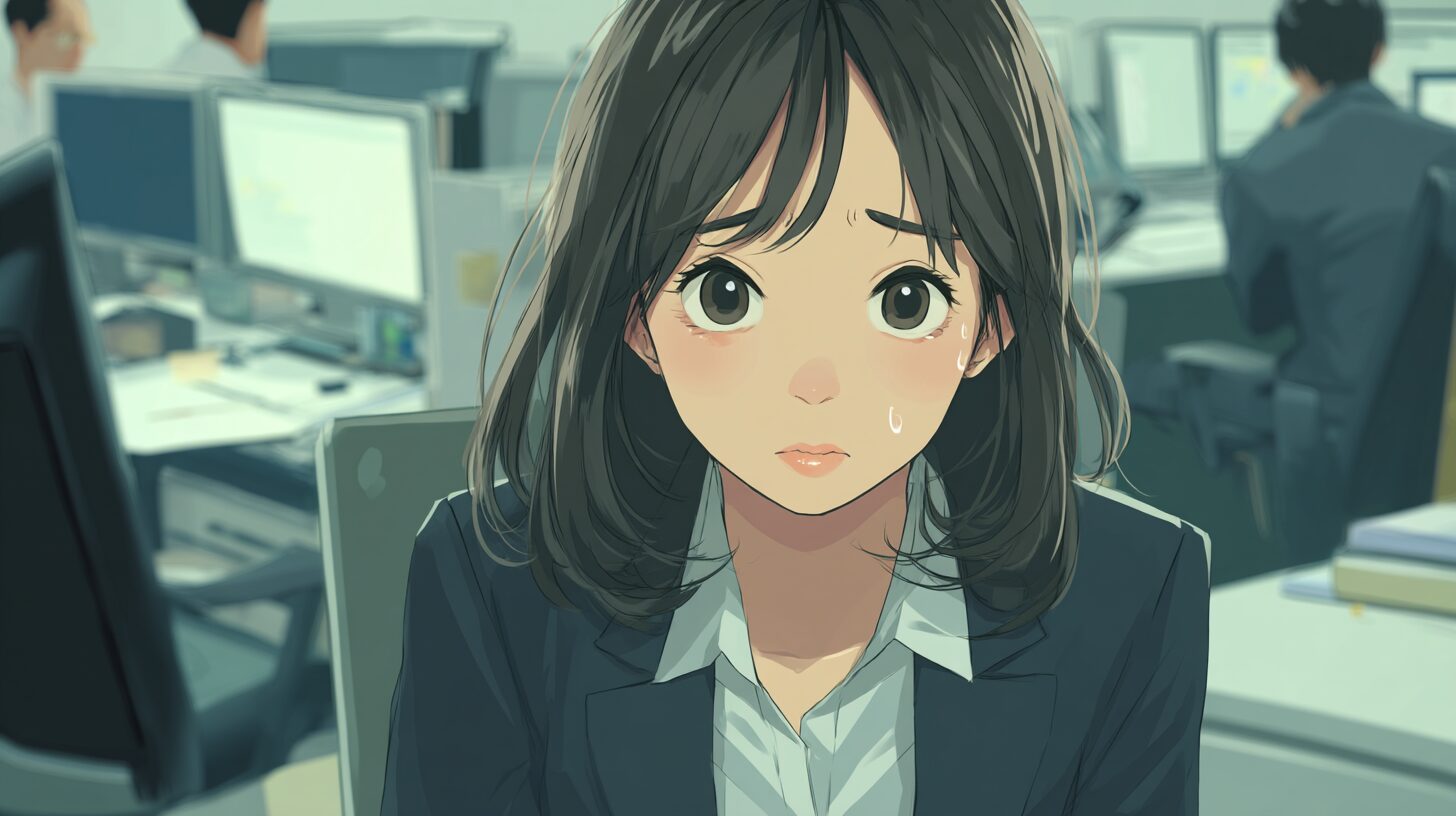 20代女性がオフィスで困っている