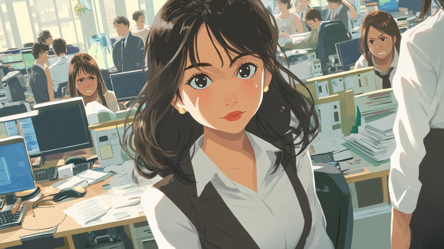 20代女性がオフィスで怒っている